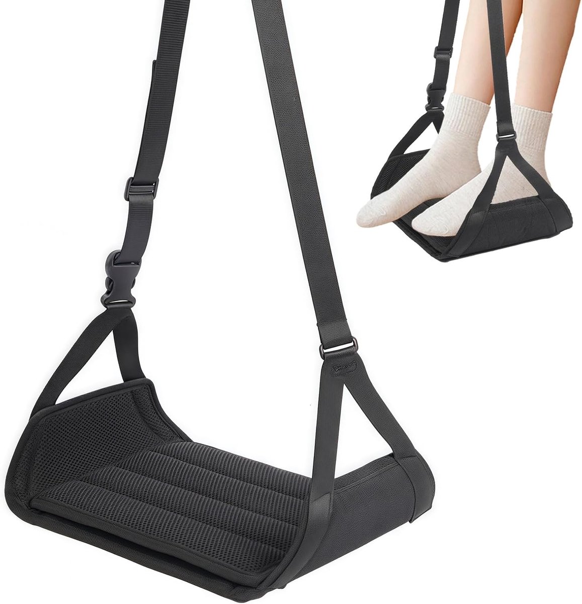 SnelShoppen - Plane Footrest: Verstelbare Voetensteun voor Vliegtuigen en Reizen - Portable Hammock voor Comfort in Trein, Bus en Kantoor - Relieveer