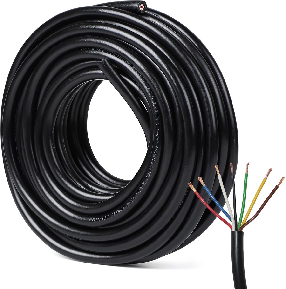 SnelShoppen - Trailer Kabel 7 Polig, Ronde Elektrische Kabel voor Trailer, 0.8 mm², Multiwire Kabel, 10 m, Voor Voertuigen, Caravan, Truck, Auto