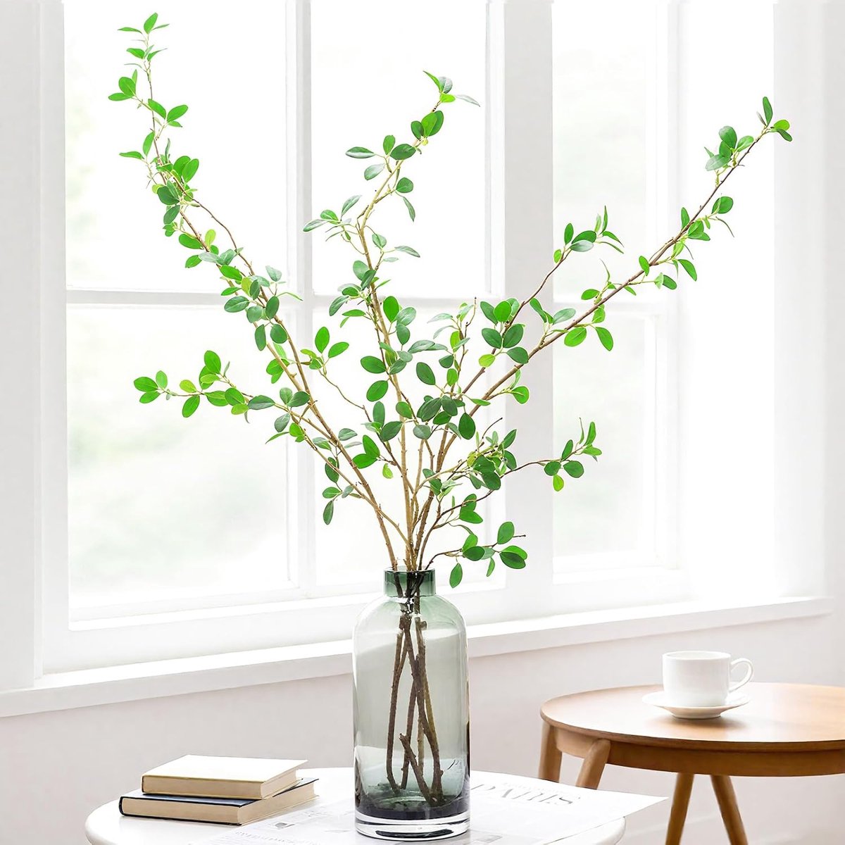 SnelShoppen - 4Pcs Kunstmatige Groene Stelen - 110cm Buigbare Nepprostelen met Bladeren, Vaasvullers voor Decoraties, Bruiloft, Tuin, Thuis, Kantoor