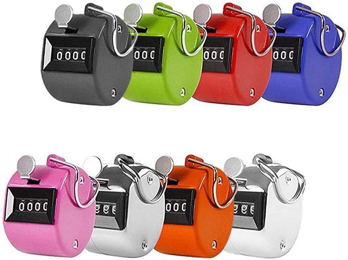 Handmatige Telmachine 8-Pack, 4 Digit Mechanische Palm Clicker voor Sport, Evenementen en Training