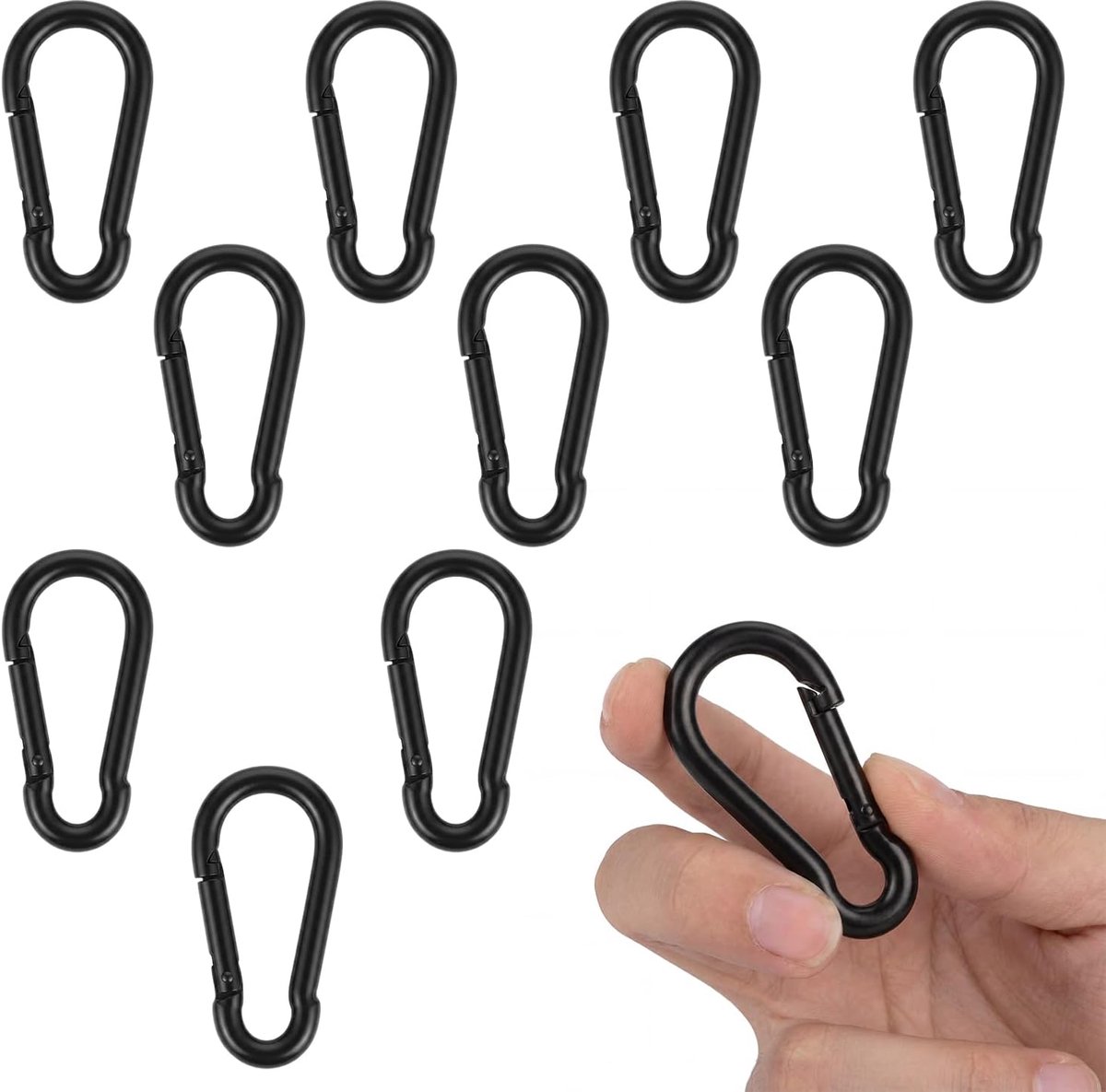 SnelShoppen - Extra Sterke Carabiner met Veerhaak - Ideaal voor Buiten, Vissen, Sleutelhangers en Hondenriemen - Hoogwaardig Metaal - 2 Stuks