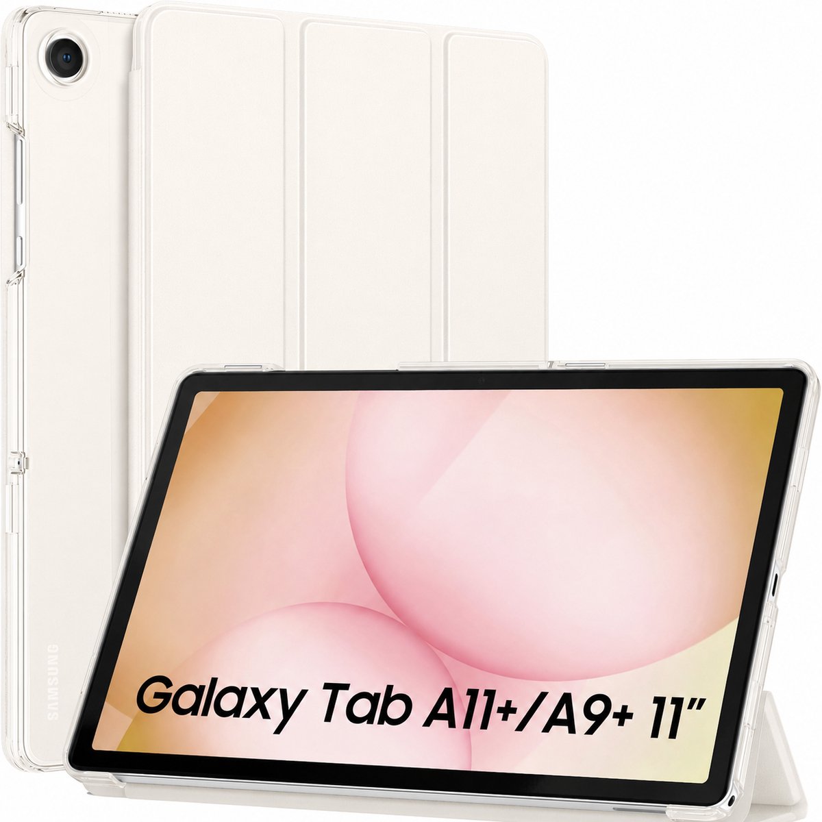 Sounix Tablet Hoes Geschikt voor Samsung Galaxy Tab A9 Plus / A11 Plus - Hoesje - Transparant - Beige