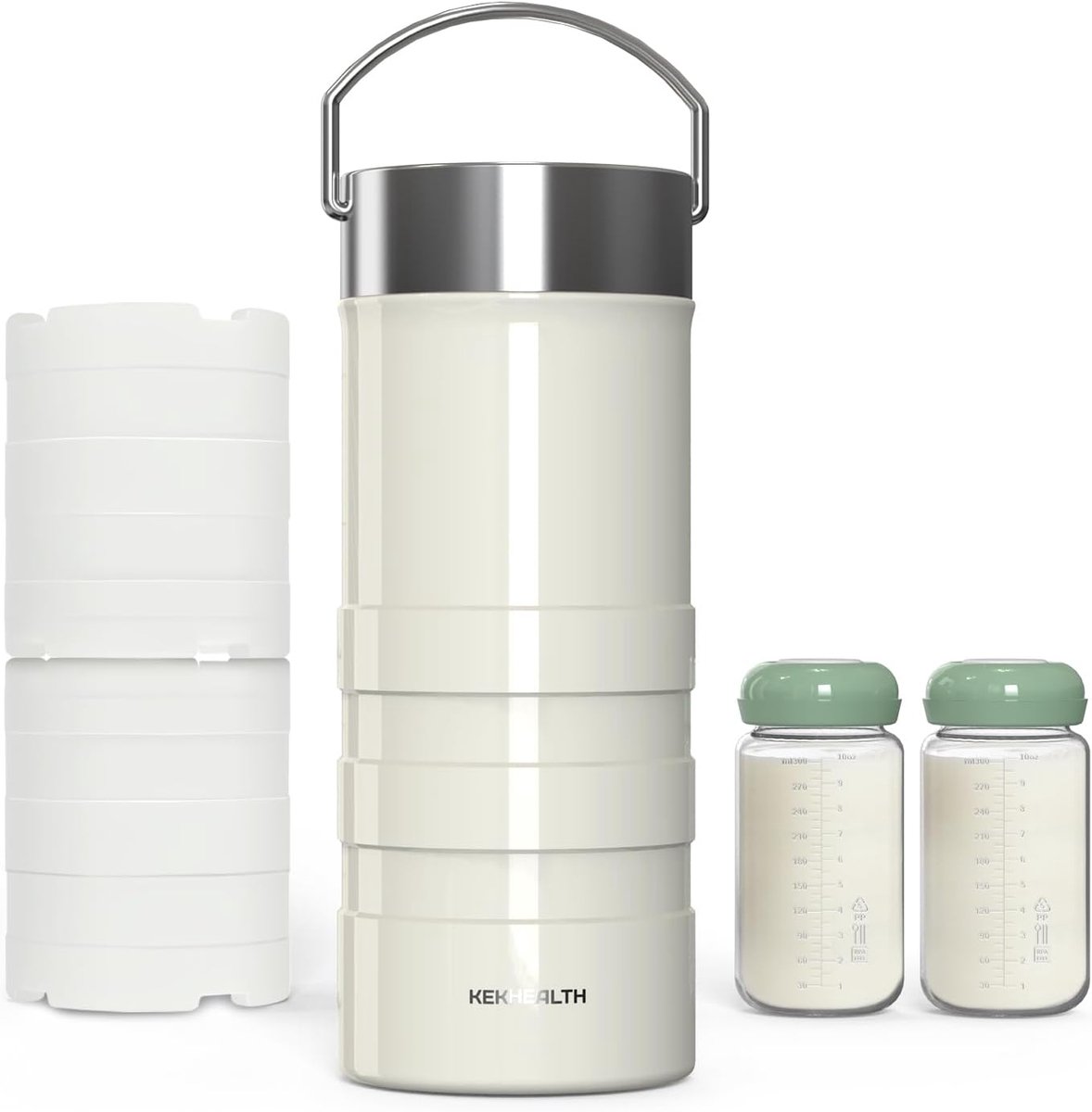 SnelShoppen - Portable Milk Cooler voor Werk en Reizen, 650ml Koeler voor Borstvoeding, Continu Koelen 24 Uur, BPA Vrij, Inclusief 2 Flessen, Stijlvol