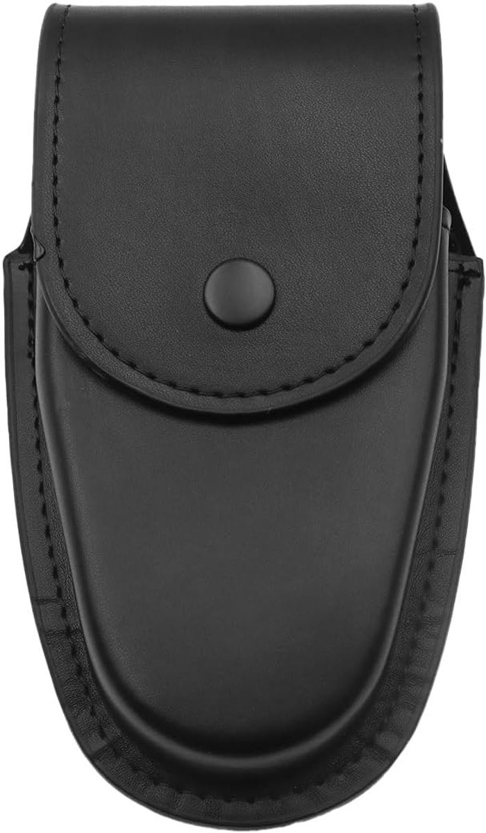 SnelShoppen - Lederen handboeienzakje, universele handboeienhouder met verborgen snap, duty riem houder voor beveiliging en wetshandhaving, zwart, ste