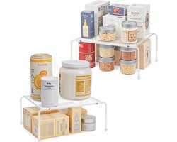 SnelShoppen - 2x ROFAY Keuken Organizer - Metalen Draad Opslagplank voor Keukenkast, Aanrecht, Koelkast, Speelgoedkast - Ruimtebesparend en Stevig