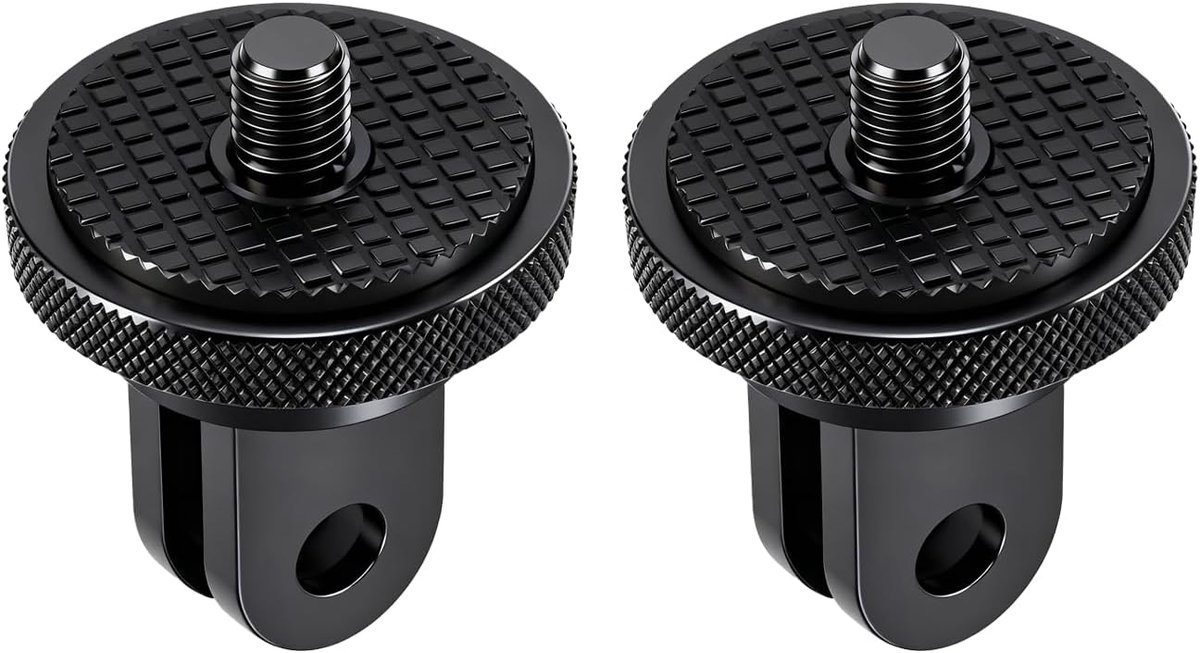 SnelShoppen - 2x Aluminium 1/4 Zom Adapter voor Camera Halteringen, Robuuste Tripod Adapter Accessoires, Draaibaar Stativgewinde, Compatibel met Actie