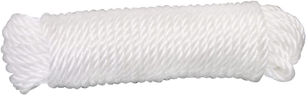 SnelShoppen - Multifunctionele witte gedraaide nylon touw 4 mm x 10 m - Duurzaam en zacht koord voor boten, vissen, constructie, sport, spellen en mee