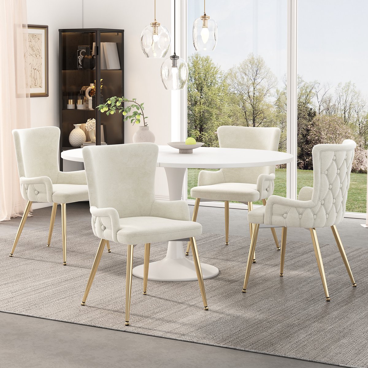 Eetkamerstoelen - Eetkamerstoel - set van 4 - Stoelenset - Eettafelstoel - Fluwelen eetkam