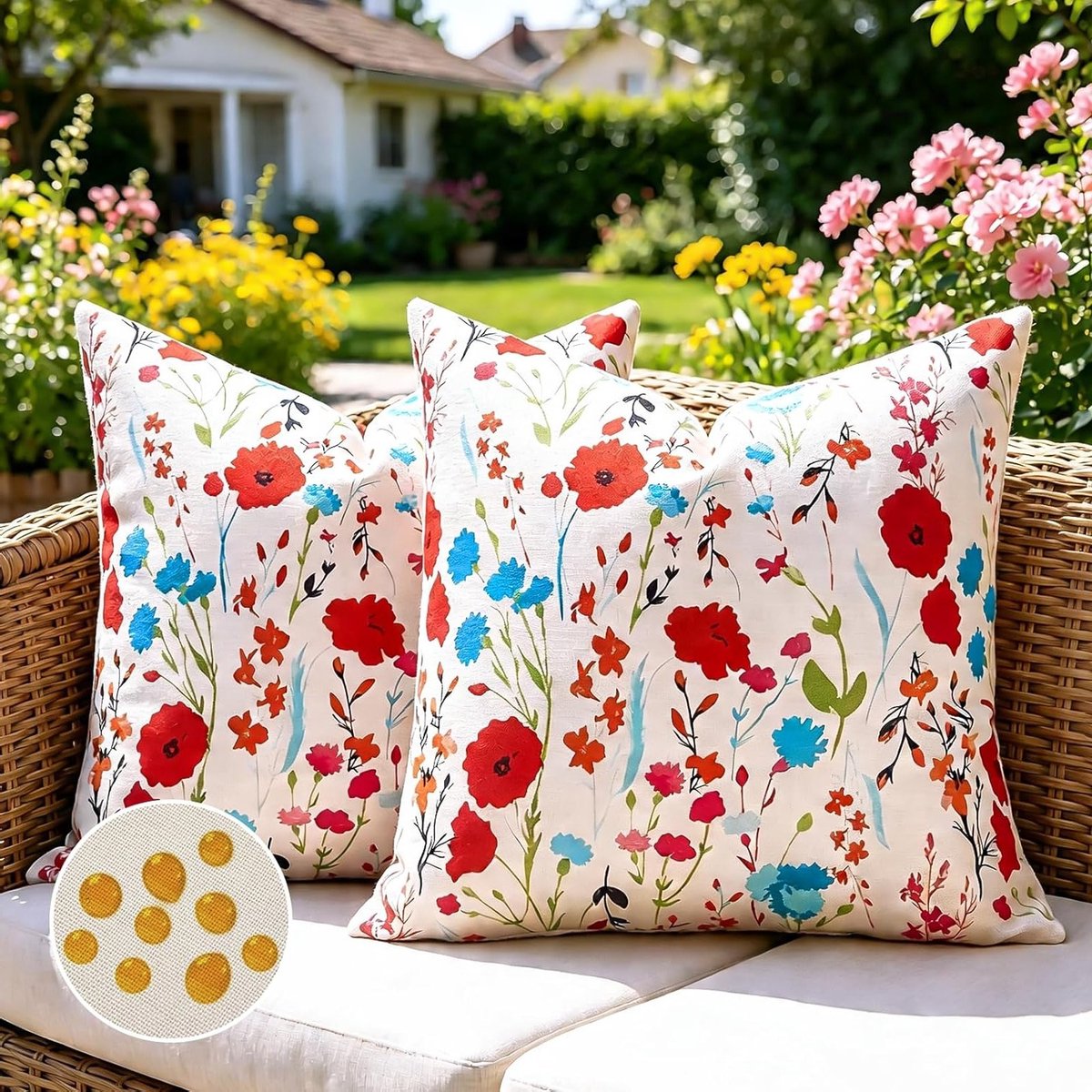 Set van 2 Weerbestendige Kussenhoezen 50 x 50 cm voor Buiten, Decoratieve en Waterdichte Kussens voor Sofa en Lounge