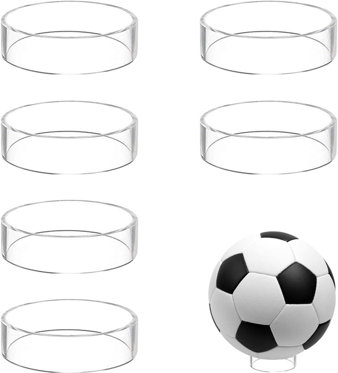 SnelShoppen - Acrylic Ball Holder 6 Stuks - Ballenhouder voor Basketbal, Voetbal en Volleybal - Transparant Acryl - Ideaal voor Thuisgebruik of Sporte