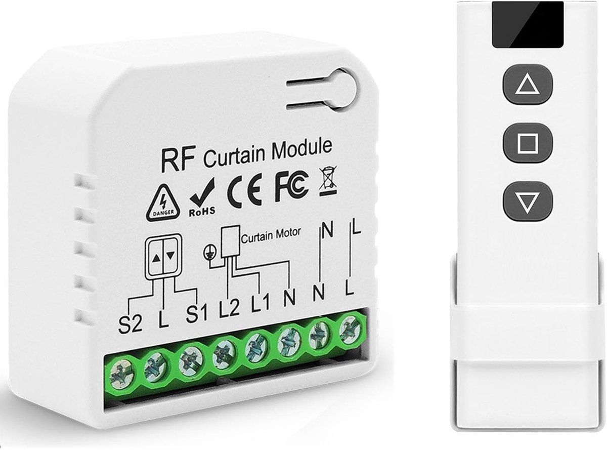 SnelShoppen - Wireless Shutter Control Light Rest Set - Draadloze Schakelaar voor Rolluiken en Jaloezieën, Eenvoudige Montage, Tot 100 m Bereik, 2200W