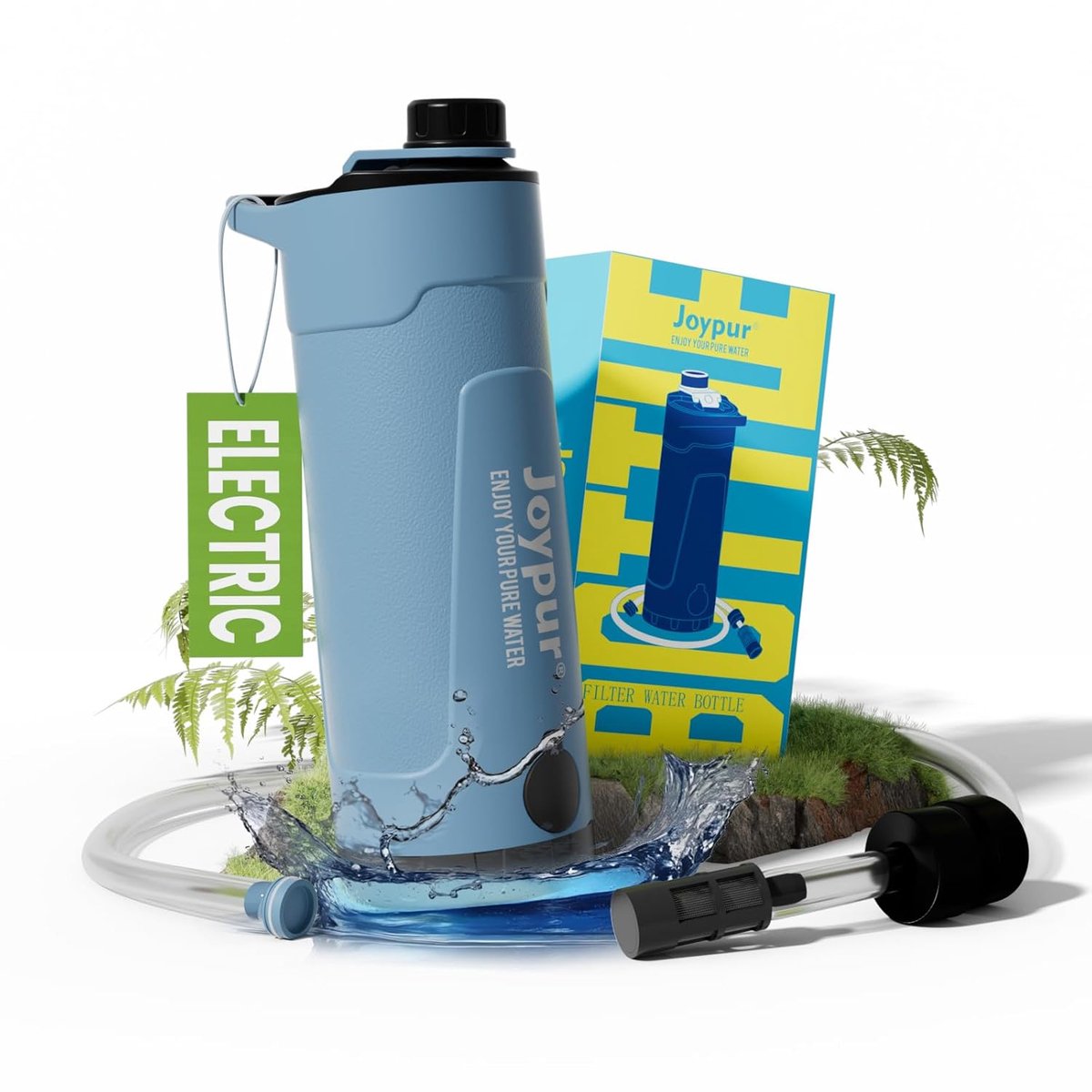 Thijox - Elektrische Waterfilterfles 650 ml, Draagbare Drinkfles met Filter voor Outdoor, Survival, Kamperen en Wandelen, Ideaal voor Avonturiers en N