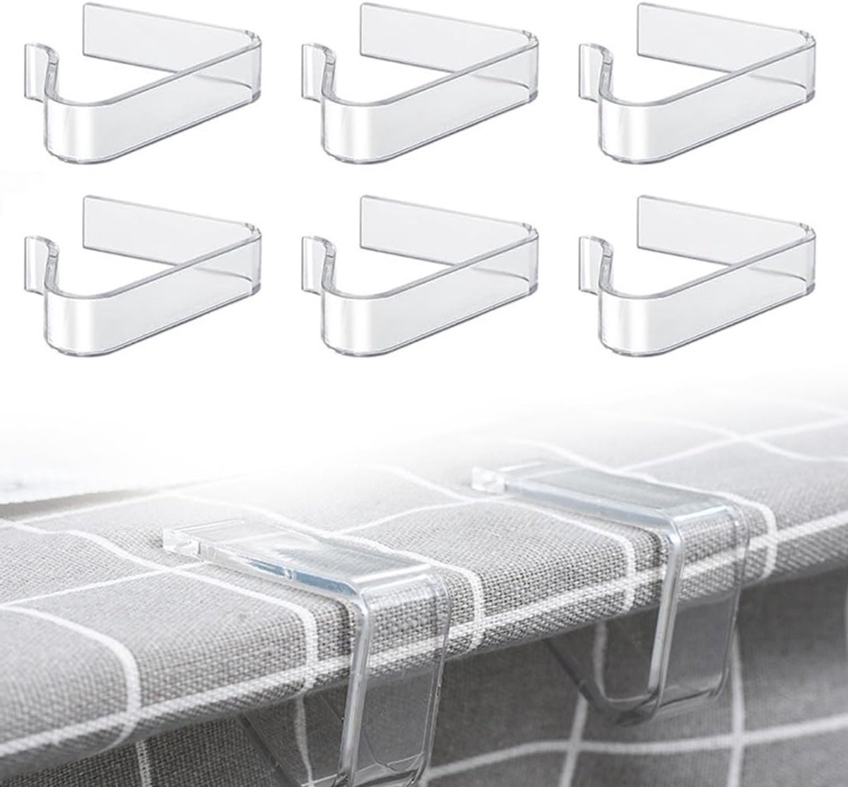 Set van 6 Antislip Tafelklemmen van Duurzaam Transparant Plastic voor Bruiloften, Tuinfees