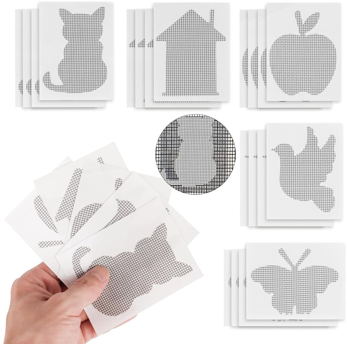 SnelShoppen - Pack van 20 Zelfklevende Vliegenscherm Reparatie Patches voor Ramen - Insectennet Herstel Tape voor Tent, Raam en Deur - Hoogwaardig Fib
