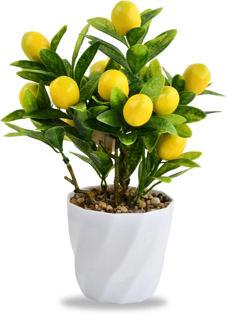 SnelShoppen - Kunstmatige Citroenplant in Pot, Kleine Faux Citroenboom, Nepproduct Simulatie Citroenboom, Mini Faux Citroenboom voor Huis, Tuin, Kanto