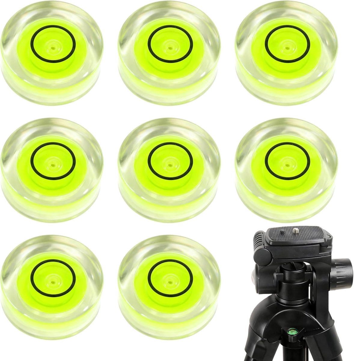 SnelShoppen - 6 Stuks Mini Ronde Spirit Level Set 12mm - Precisie Waterpas voor Caravan, Camera, DIY - Robuust Acryl, Niet-Magnetisch, Ideaal voor Nau
