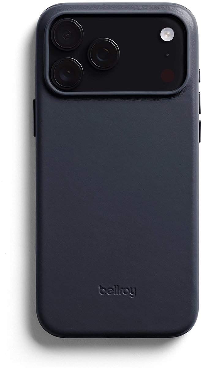 Bellroy hoesje iPhone 17 Pro Max – Compatibel met MagSafe – Hybride constructie met leer en polymeer – Verhoogde camera-rand voor extra bescherming - Blauw