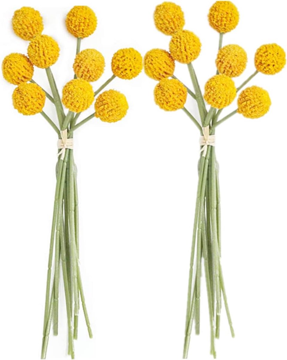 SnelShoppen - 18 Stelen Nepp bloemen Billy Balls, 10 Inch Kunstmatige Craspedia Bloemboeket voor DIY Creaties, Wreaths, Tafel Decoratie, Bruiloft en F
