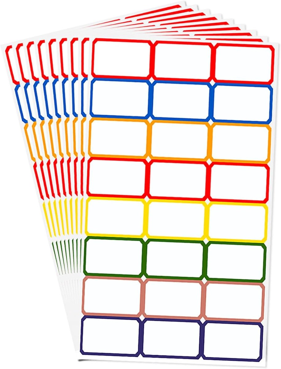 SnelShoppen - 480 stuks kleurrijke rechthoekige zelfklevende stickers 36 x 22 mm, etiketten voor naam, adres, diepvries, labels voor creatief gebruik,