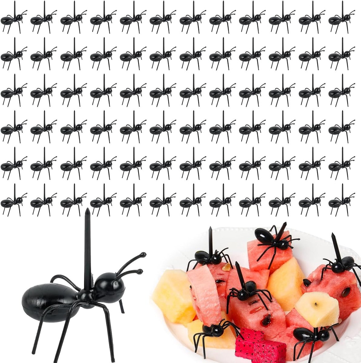 Herbruikbare mini fruitvorken en 72 stuks tandenstokers voor cake, fruit en desserts, BPA-vrij