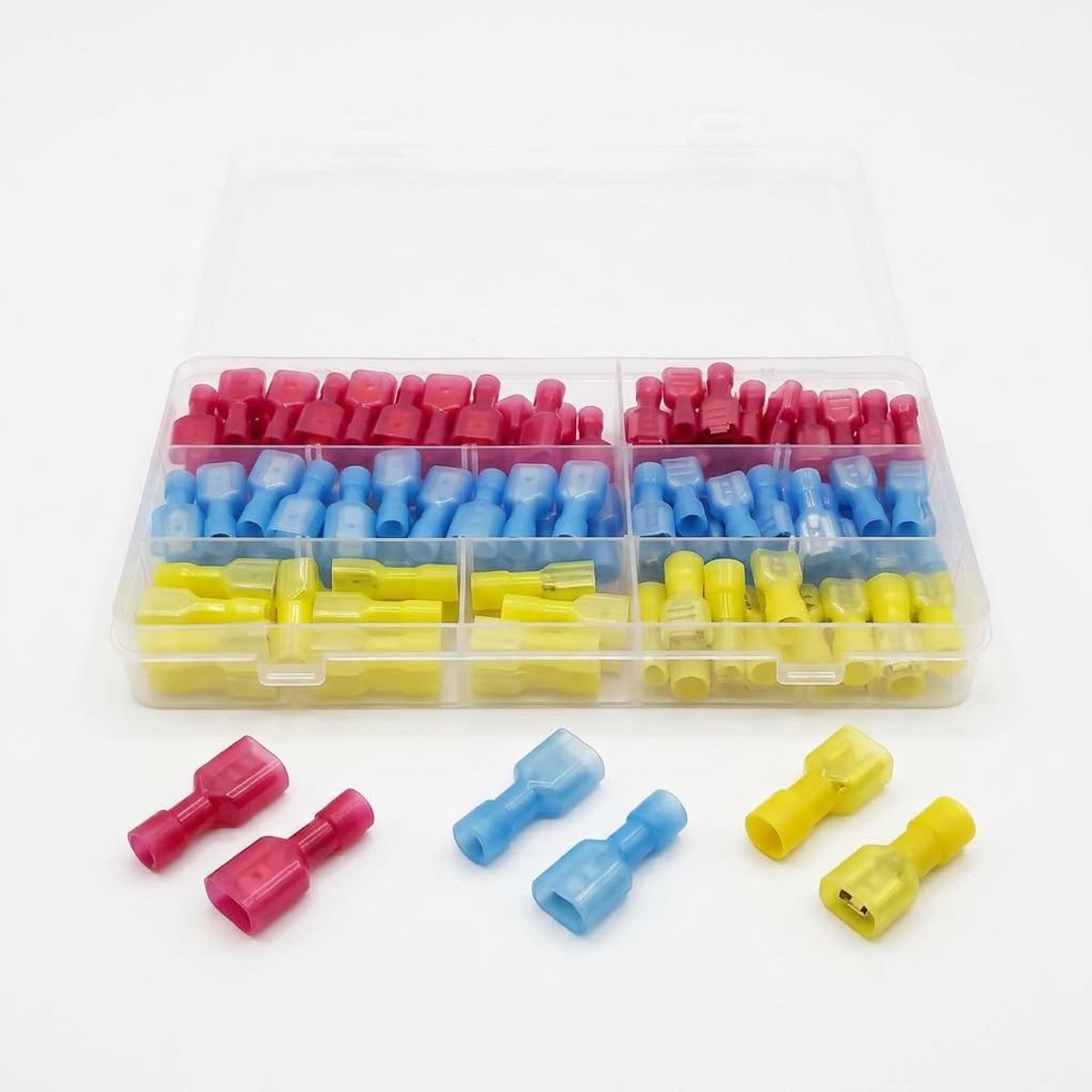 SnelShoppen - 100 Pcs Geïsoleerde Kabelconnectoren Male/Female Snelle Spade Draadclips Elektrische Lugs Nylon Volledig Geïsoleerd voor Auto, Boot