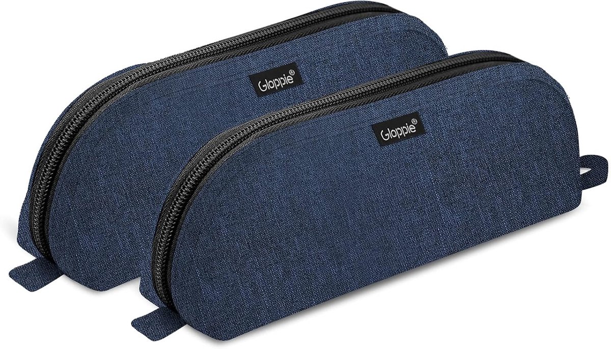 SnelShoppen - Pencil Case Set van 2 - Ruime Pennenhouder voor Kantoor en School - Blauw, Geschikt voor 30+ Pennen en Stationery - Stevige Stof, Perfec
