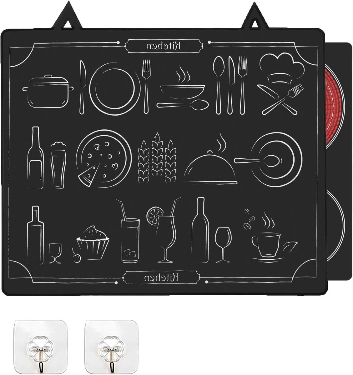 Grote Inductiekookplaat Beschermmat 62 x 53 cm - Rubber, Hittebestendig en Antislip Keukenmat voor Inductiekooktoestel