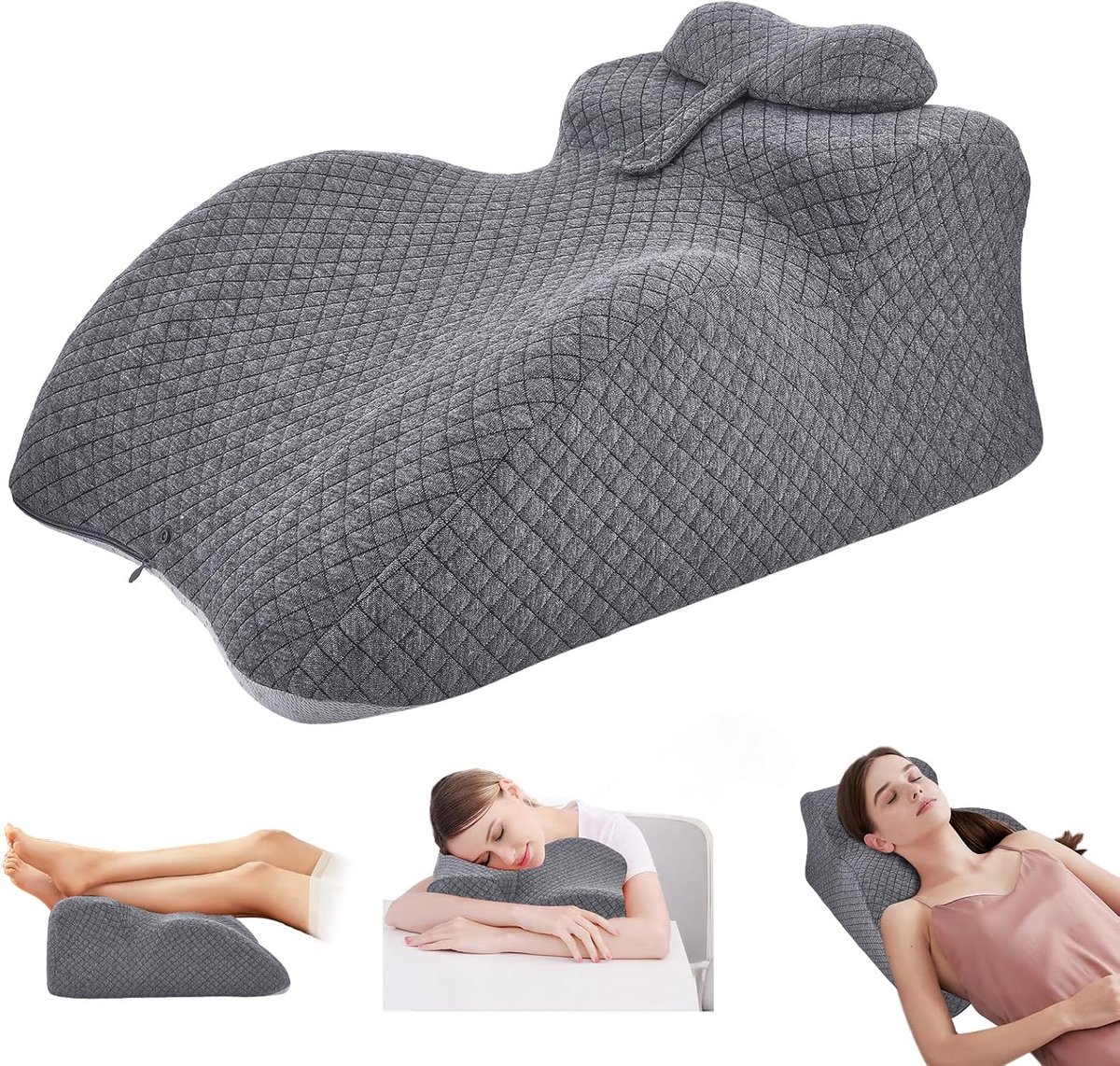 SnelShoppen - Wedge Bed Sofa Pillow, Ergonomische Memory Foam Leespad, Rugkussen voor Rug, Nek, Benen, Reflux Kussen met Wasbare Hoes voor Bed, Bank,