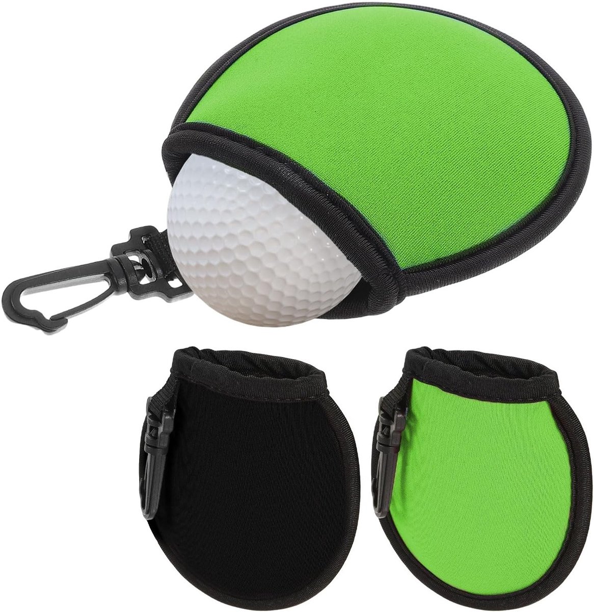 Set van 2 draagbare golfbalreinigers, waterdichte tas met clips, ideaal voor golfers, geschenken voor mannen, dubbel laags ontwerp, zwart en groen
