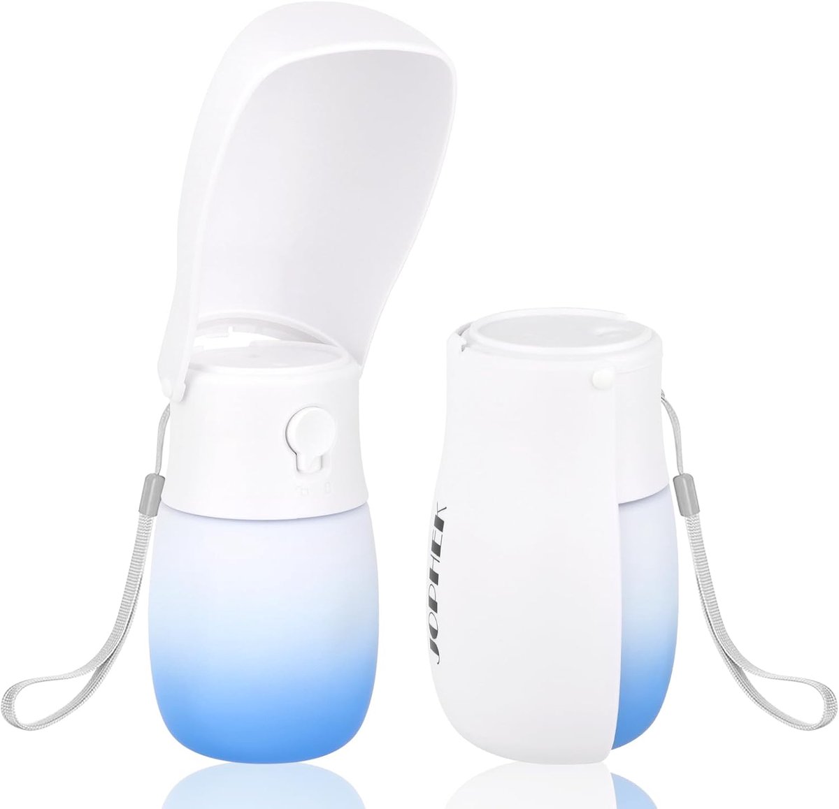 SnelShoppen - Portable Pet Drinking Bottle 300 ml, 180° Vouwbare Waterfles voor Honden en Katten, Lekvrij met Actieve Koolfilter voor Wandelen en Acti
