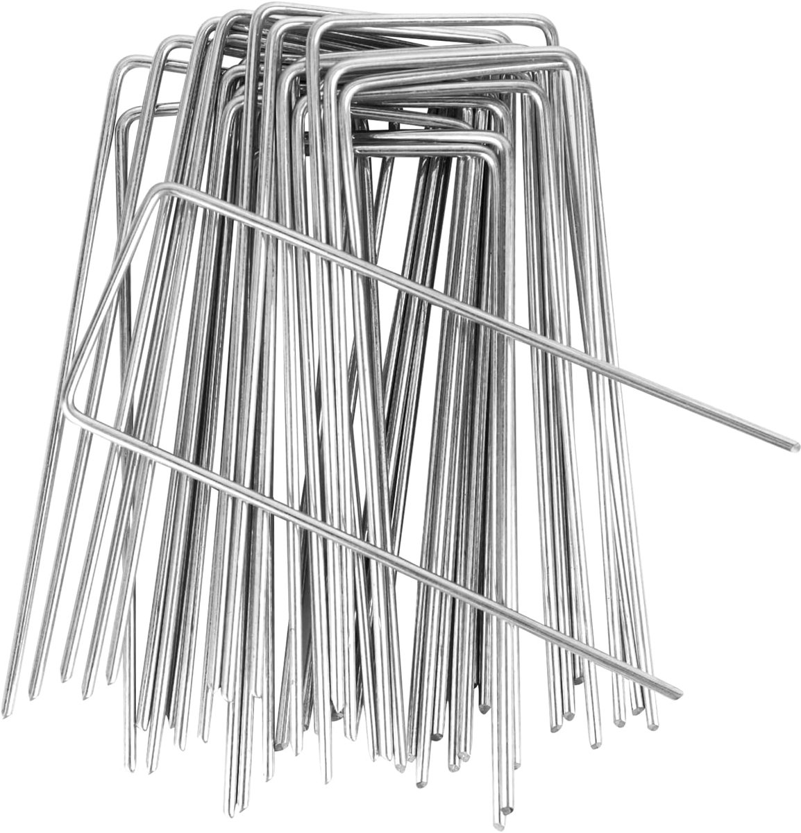 SnelShoppen - Set van 50 Grondankers, Vloerankers, Stalen U-Vormige Tuinpinnen, Roestvrij, Stevige Gegalvaniseerde Stalen Pinnen voor Tuin, Camping en