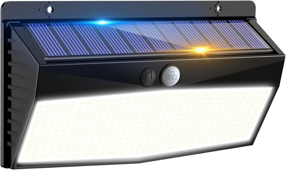 SnelShoppen - LED Solar Lights Buiten met Bewegingssensor - 368 Helderheid - 3 Verlichtingsmodi - IP65 Waterdichte Solar Wandlamp voor Tuin, Garage, T