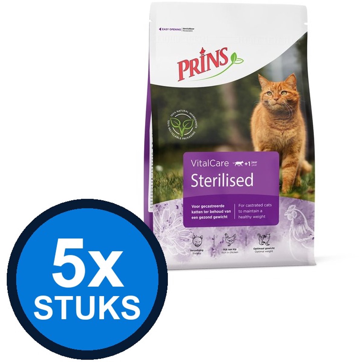 5x Prins - VitalCare sterilised 1,5kg - Kattenvoer - 1.5 kg