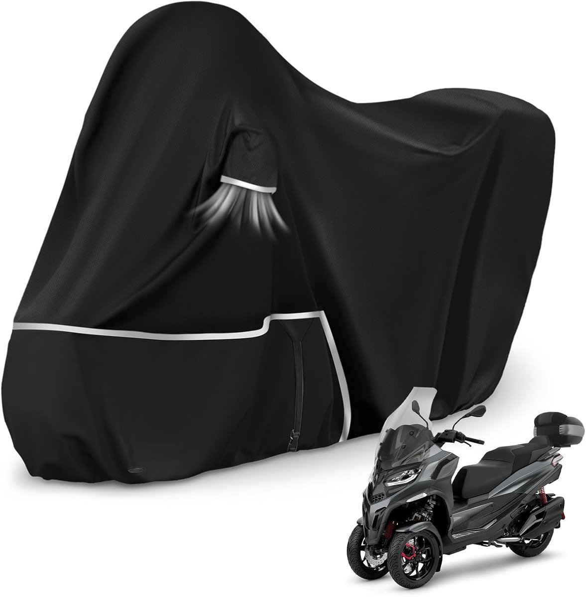 SnelShoppen - Outdoor Motorfietshoes Geschikt voor Piaggio MP3 400/500 met Koffer - Waterdicht Winterbestendig 420D Oxford Stof - Zwart