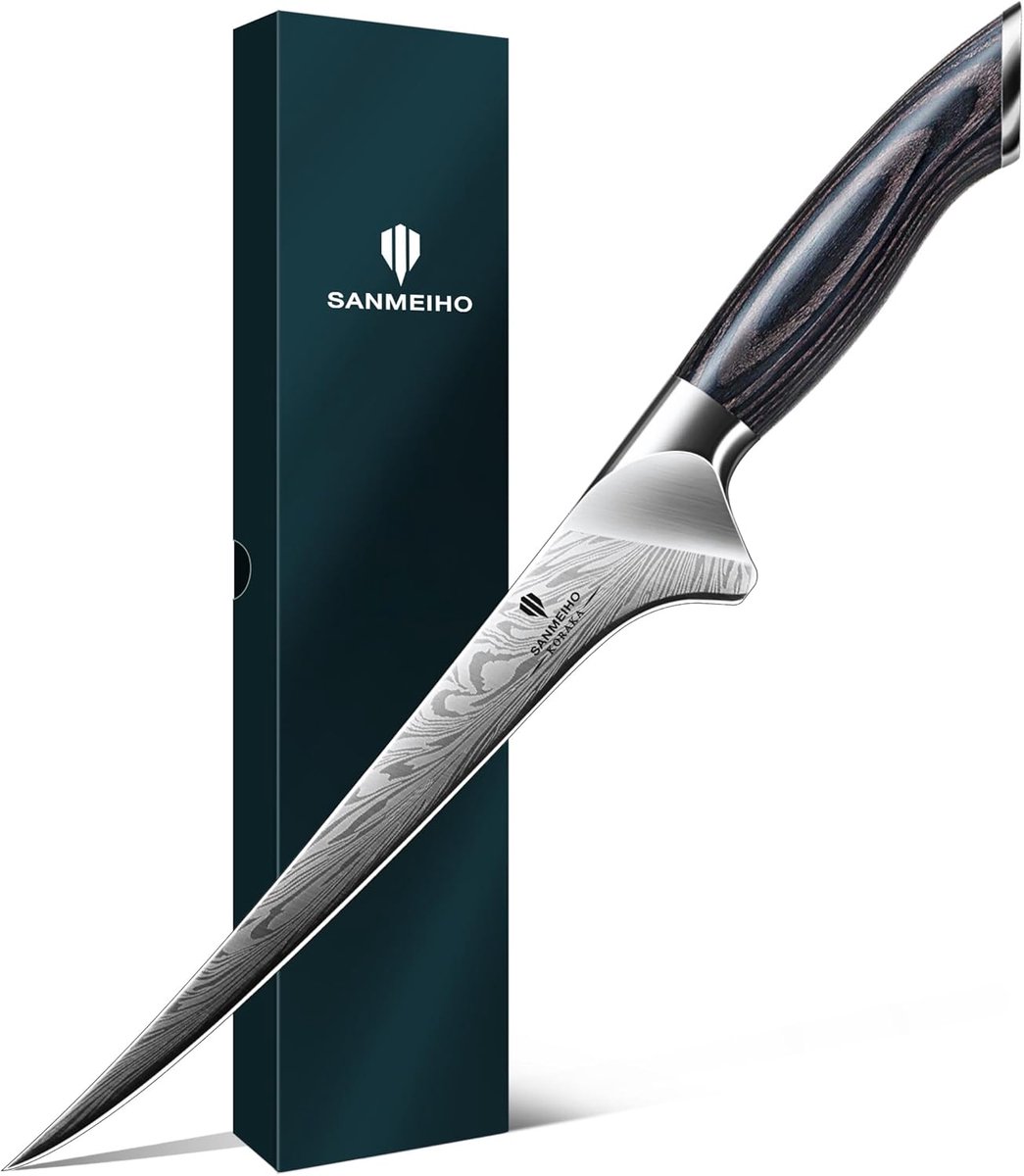 Thijox - Professioneel Fileermes 18 cm van Poederstaal, Japans Keukenuitbeenmes, Ergonomisch Pakkahout Handvat, Ultrascherp Vismes, Hoog Koolstofgehal