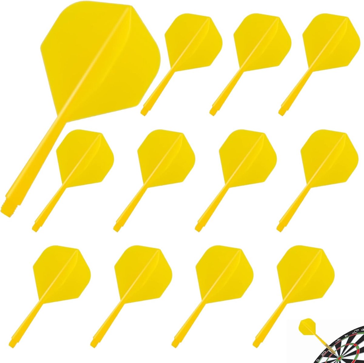 SnelShoppen - 12x Darts Flights met Schachten, Gele Stabiele Dart Vluchten, Geïntegreerd Vast Ontwerp, Plastic Dart Schachten voor Darten, Ideaal voor