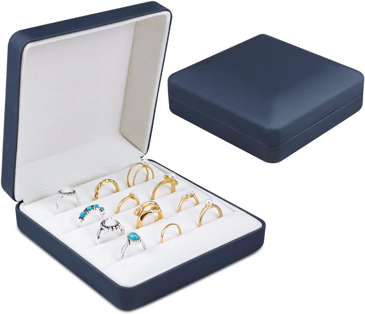 SnelShoppen - Sieraden Ring Organizer - Kleine Sieraden Doos - Reis Juwelen Case - Draagbare Ring Opbergdoos - PU Leer Ringen - Tray Houder - Voor Vro