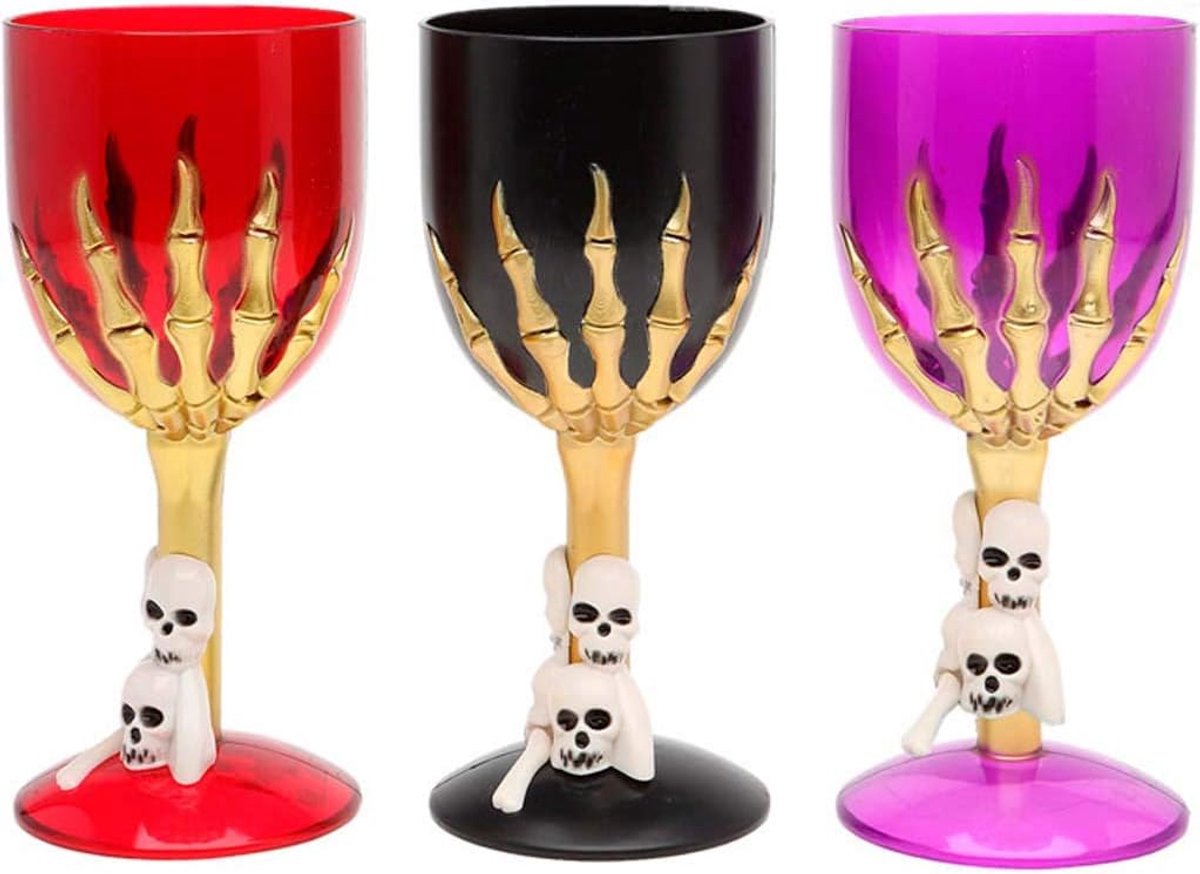 SnelShoppen - Halloween Glas 17 cm - Decoratief Drinkglas - Kleurvariaties - Ideaal voor Feesten en Halloween Decoratie - Hoogwaardig Materiaal - 1 St