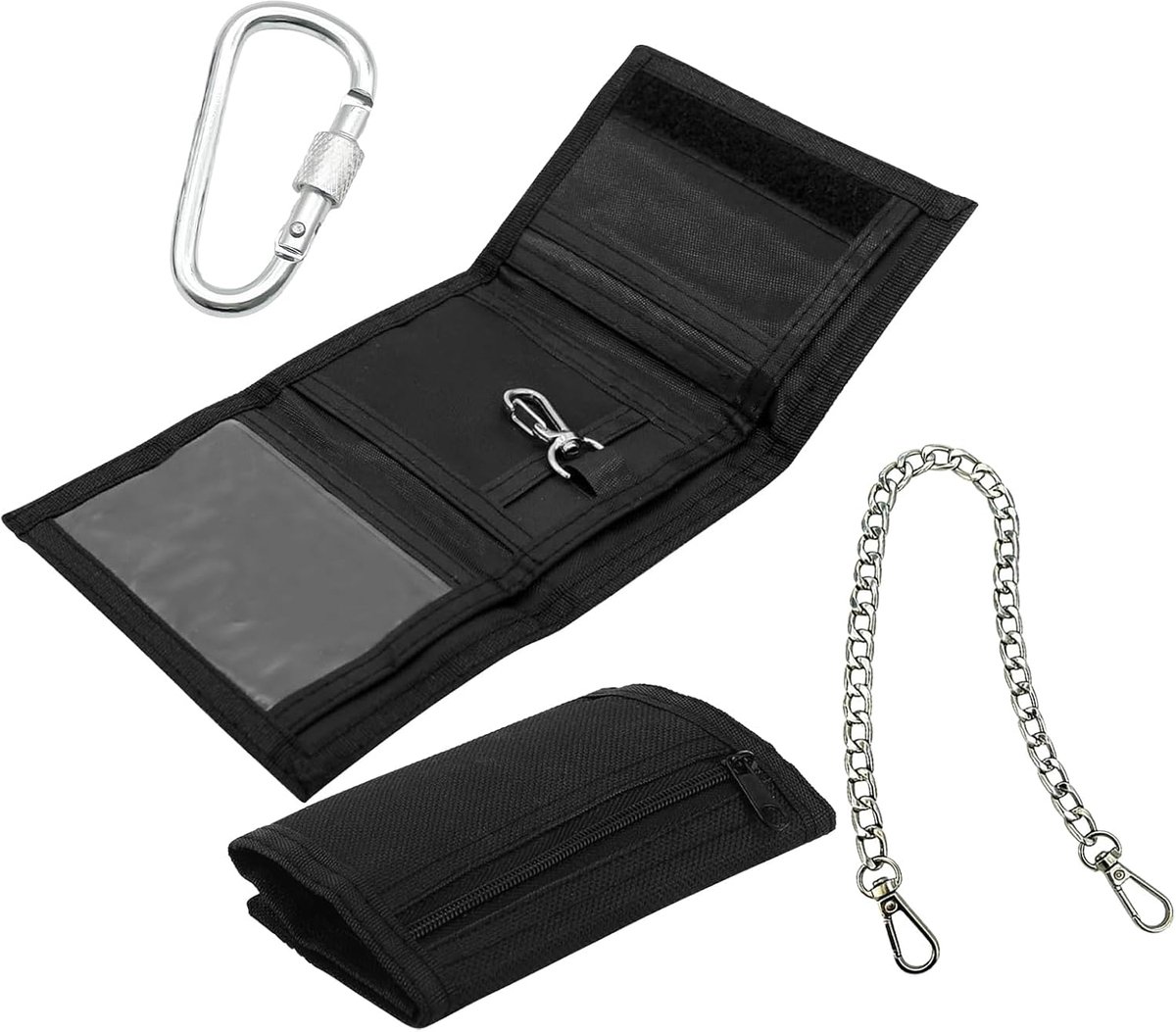 SnelShoppen - Vouwbare Driehoekige Portemonnee, Waterdicht Oxford Stof, Ultralicht, 40 cm Gesp + 5D Zilveren Clip met Slot, Ideaal voor Dagelijks Gebr