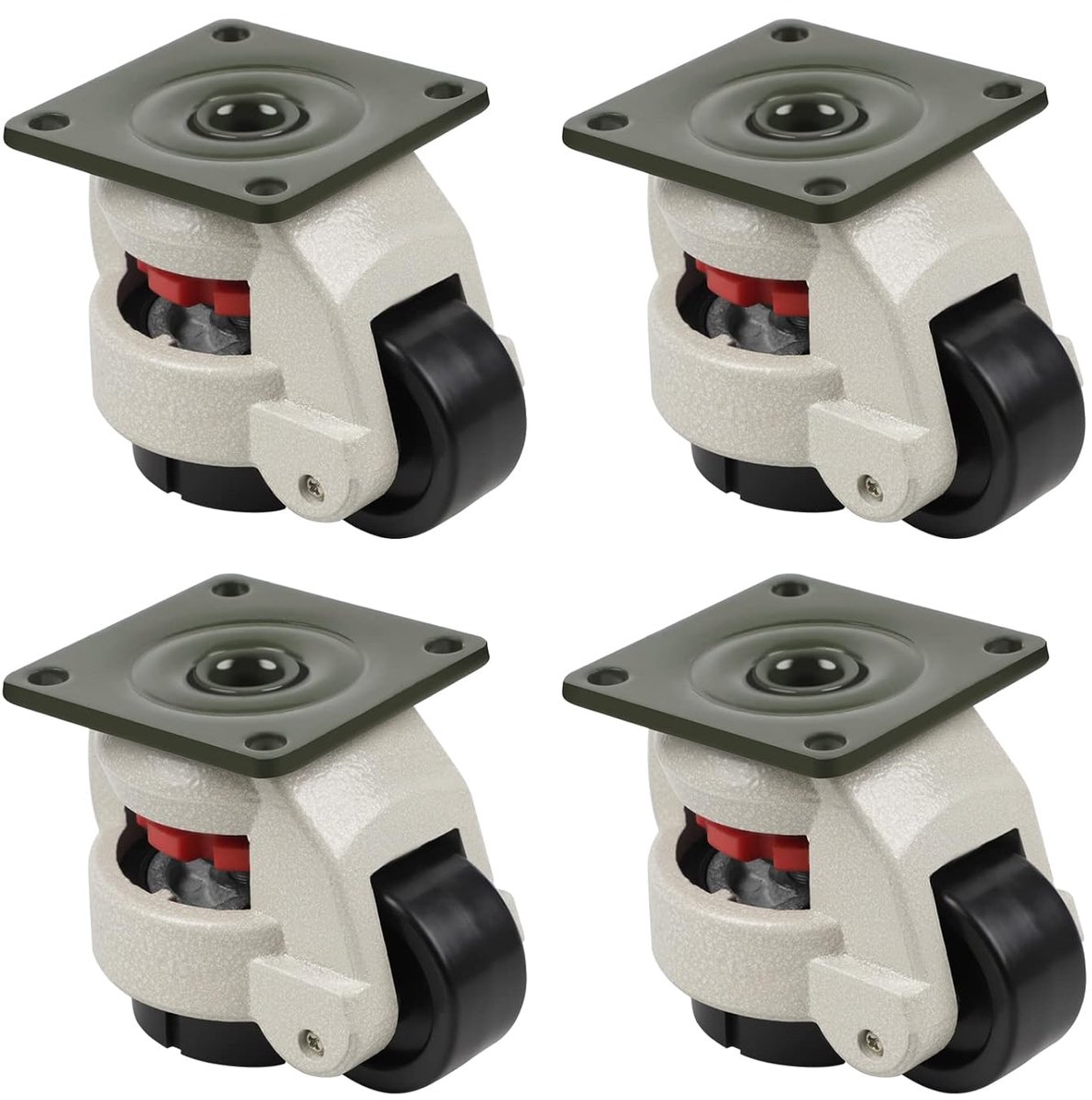 SnelShoppen - 4 Stuks Zware Werkbank Wielen met Hoogte Verstelbaar, 1000 kg Capaciteit, Aluminium Legering, Leveling Wielen voor Werktafel, Ideaal voo