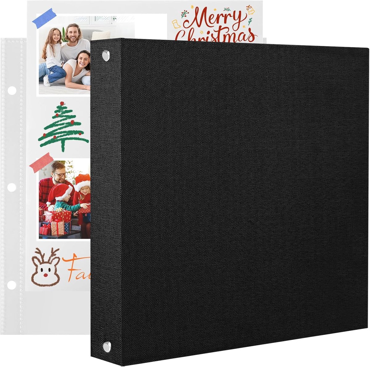 SnelShoppen - AIOR Fotoalbum Scrapbook 22x22 cm - 40 Pagina's - Linnen Hoes - Zelf Samenstellen - Perfect voor Verjaardagen en Bruiloften - Zwart