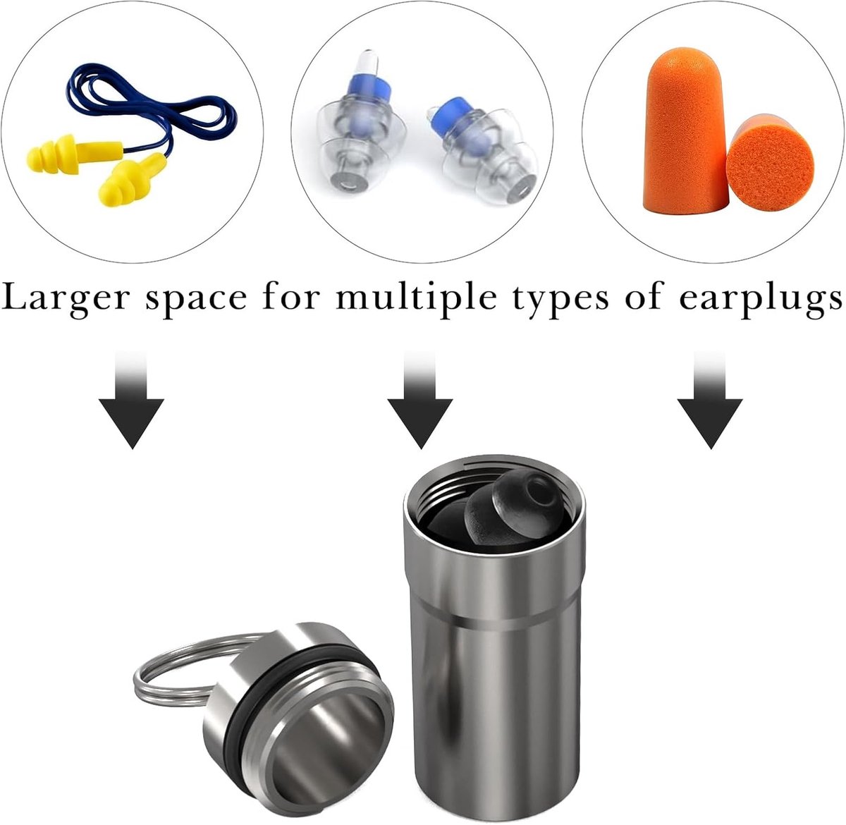 SnelShoppen - 4 Pack Draagtasjes, Draagbare Oordopjes Houder met Sleutelhanger, Waterdichte Metalen Opbergzakken voor Reizen, Camping en Sport