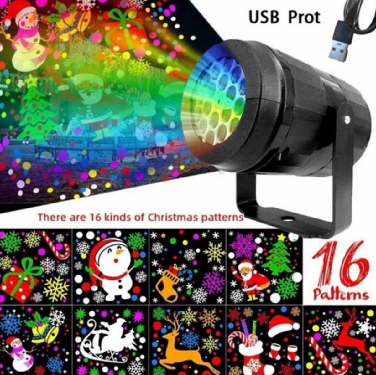 Kerst Projector – LED Sneeuwvlokken en Hert Laserprojector Met 16 Patronen, Projectielamp Voor Kerst - Kerst Projector, Kerstverlichting, Sneeuwvlok Projector, Laserprojector Voor Buiten, Kerstdecoratie Lamp, Feestverlichting