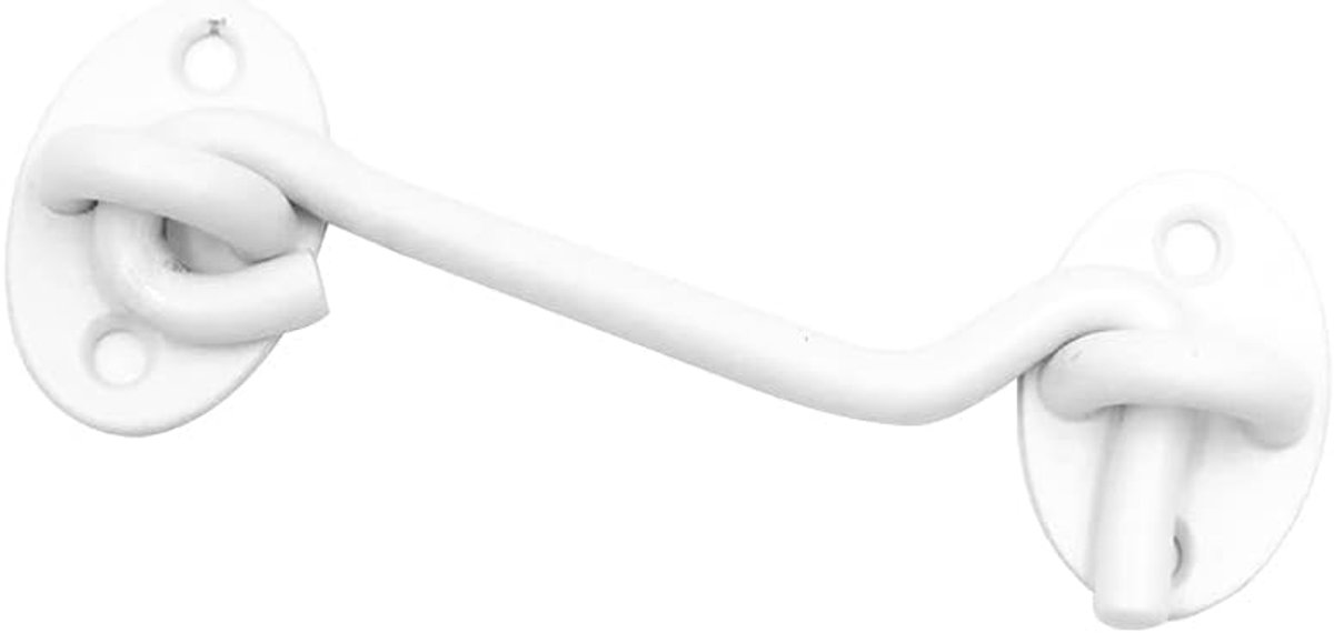 SnelShoppen - Winddichte Haak, Raamhaak, 10 cm Robuuste Schuifdeursluiting, Ideaal voor Badkamer, Raam, Tuin, Wit, RVS