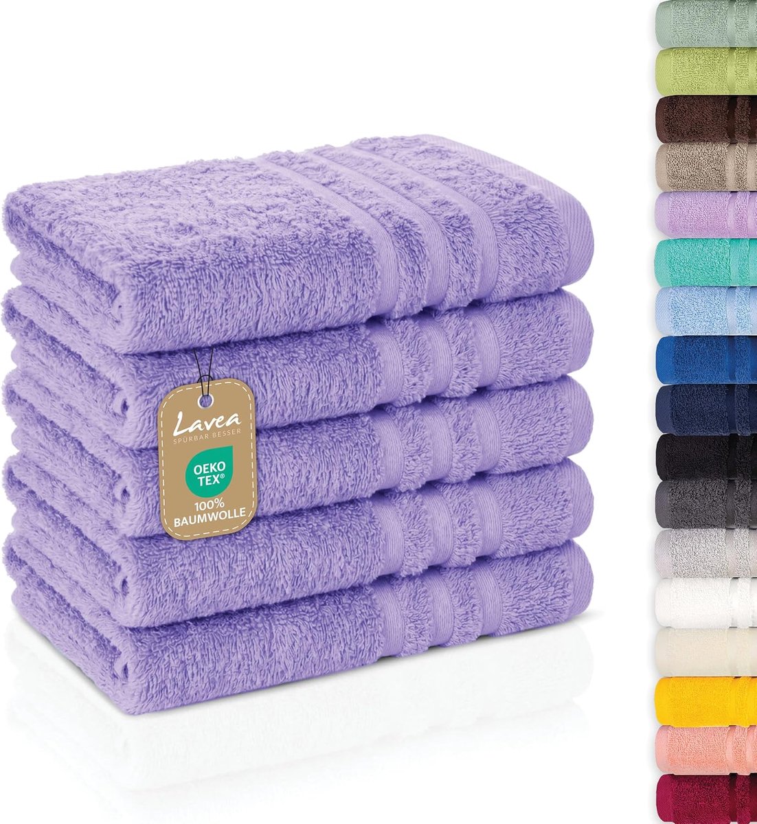 SnelShoppen - Set van 5 Gastendoeken 30x50 cm - 100% Katoen - Zacht & Absorberend - Badkamer, Hotel & Spa - Premium Kwaliteit - Lavendel