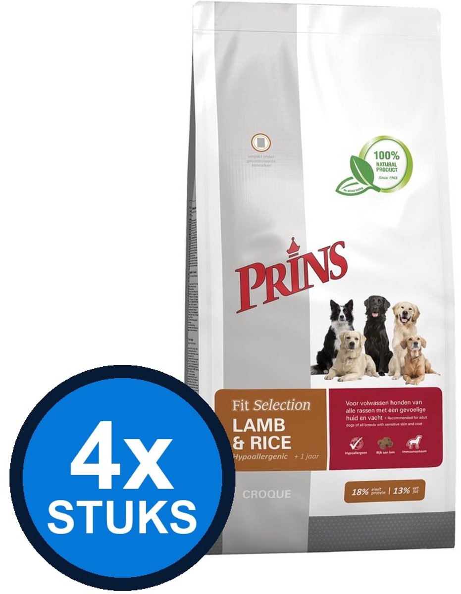 4x Prins - Fit Selection dog lamb&rice 2kg - Hondenvoer - 2 kg