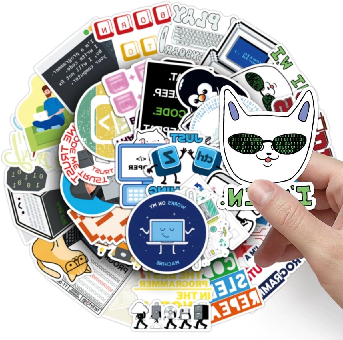 50 Stuks Programmeren Stickers voor Tieners en Volwassenen - Vinyl Stickerset voor Laptop, Fiets, Skateboard en Koffer