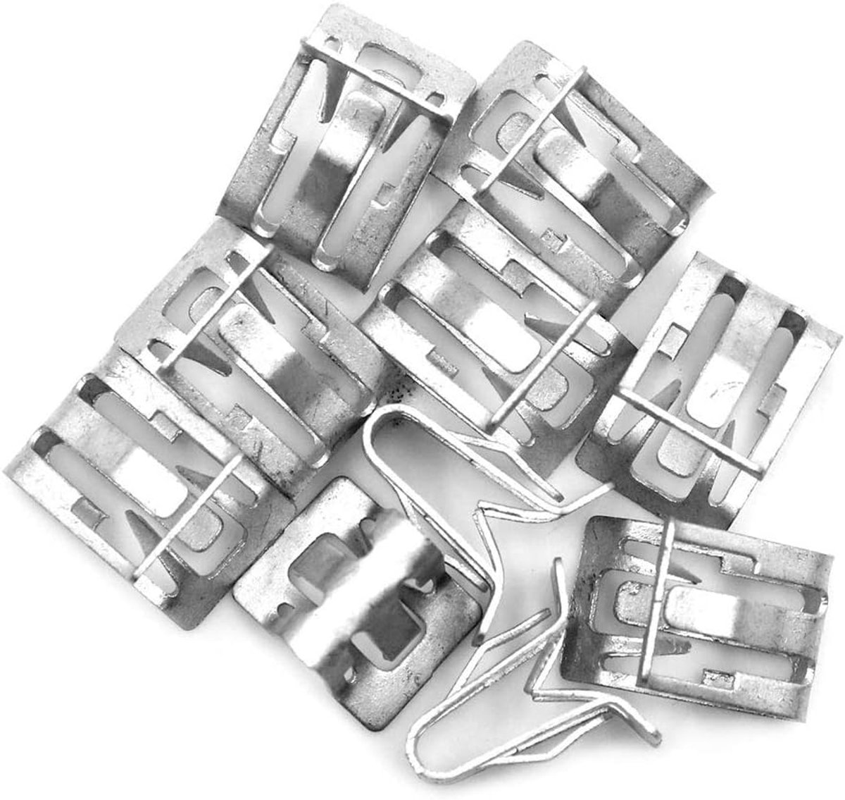 SnelShoppen - 10x Zilveren Metaal Bevestigingsclips voor Dashboard Trim, Auto Accessoires, Vervangende Montageclips, Roestvrij, 14.4x12.1x16.1mm