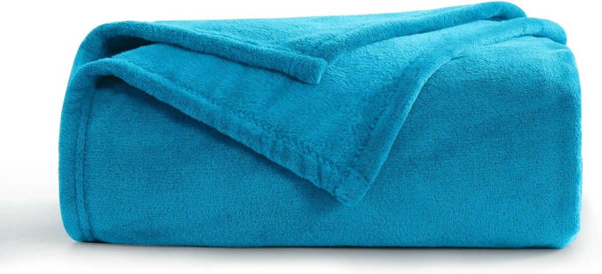 SnelShoppen - Fleece Dekentje 150 x 200 cm - Zacht en Warm Flanel Plaid - Duck Blue Sofa Throw voor Bed, Camping, Feest & Thuisgebruik