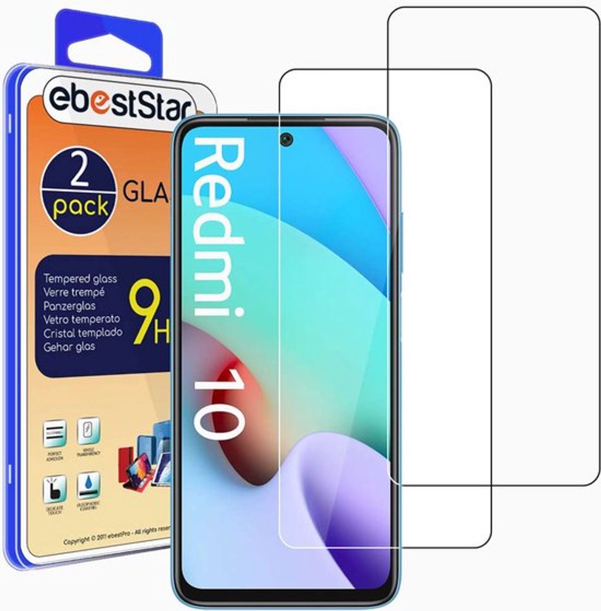 ebestStar - {2 Stuks} Gehard glas geschikt voor Xiaomi Redmi 10 (2022, 2021), Screen Protector Cover, Schermbeschermer Tempered Glass